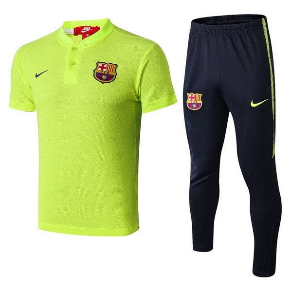 Polo Conjunto Completo Barcelona 2018-19 Verde Fluorescente